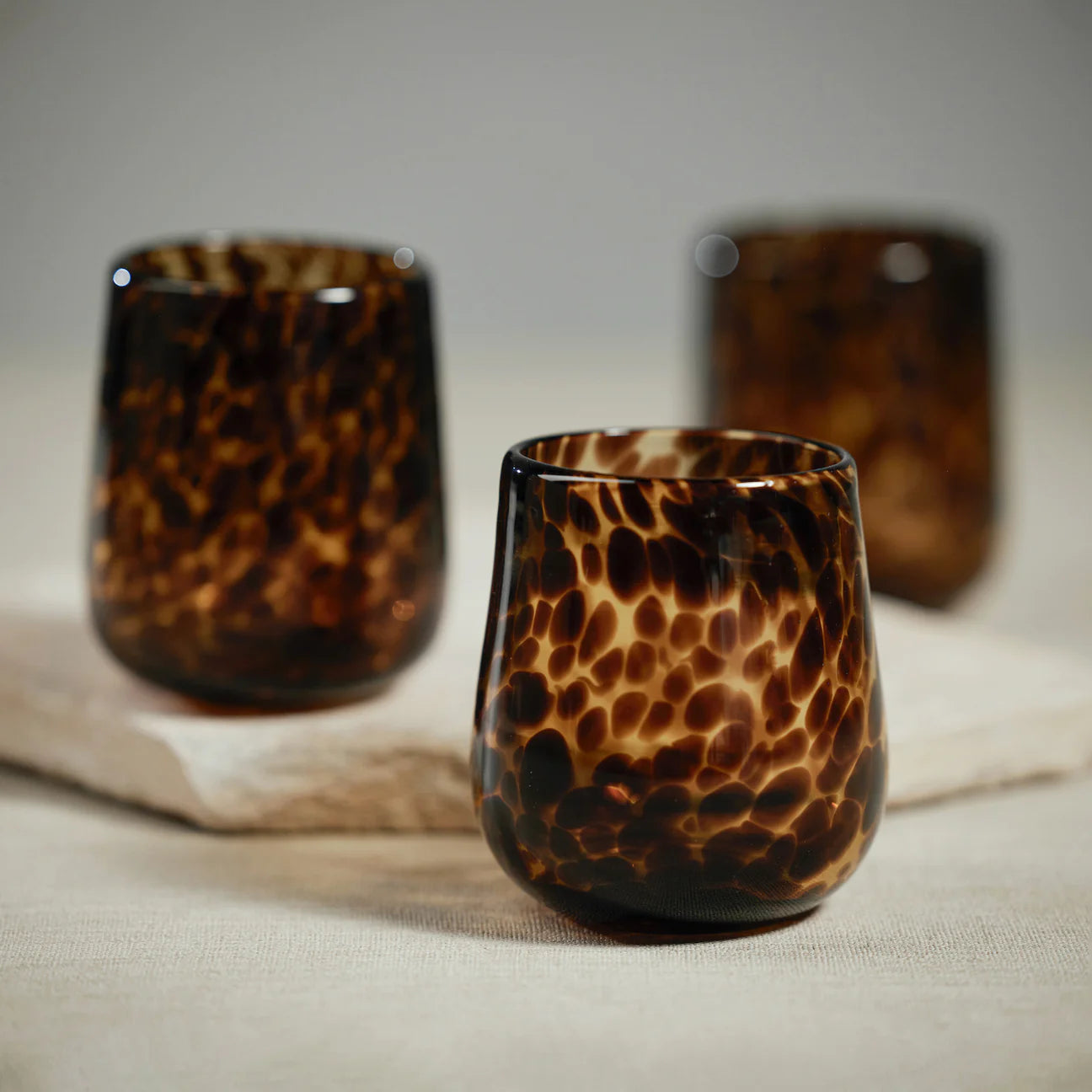 Stemless Tortoise All Purpose Glass - Amber & Black